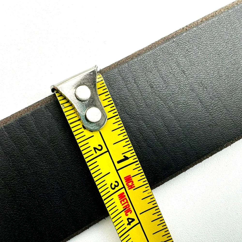 INC | NWT Mens Medium 34-36 Black Genuine Leather Western Silver Buckle Belt NEW
